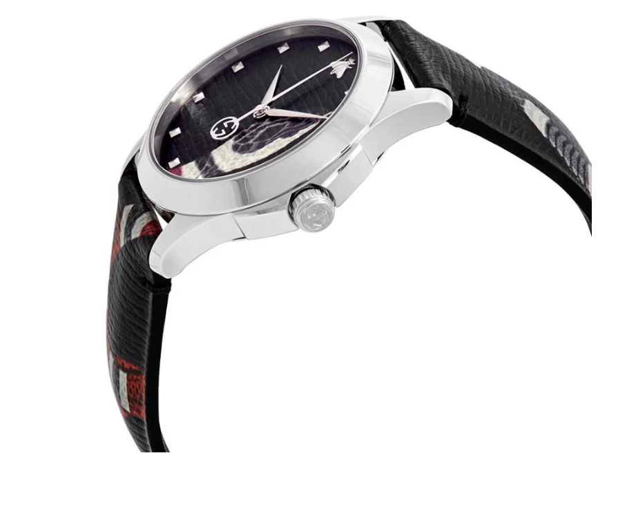 Gucci Le Marche Des Merveilles Black Dial Black Leather Strap Unisex Watch - YA1264007