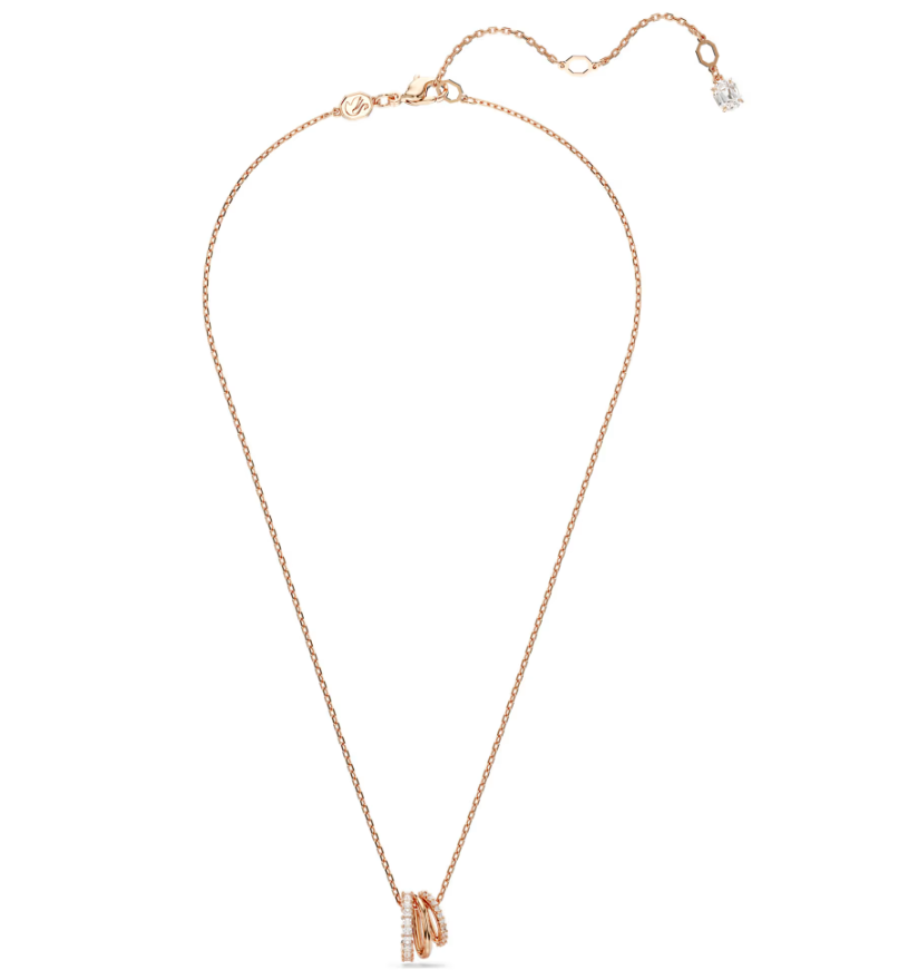 swarovski Hyperbola pendant Mixed cuts, White, Rose gold-tone plated