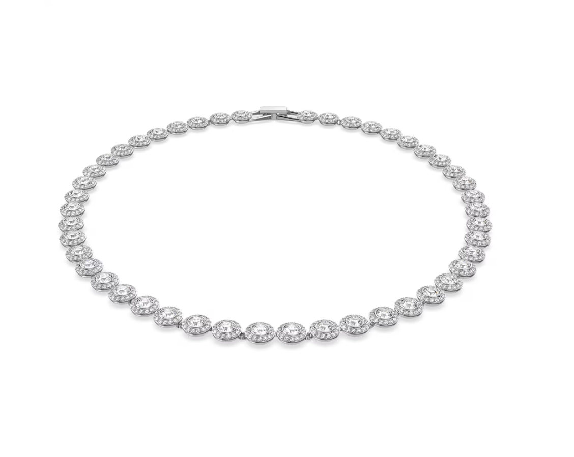 swarovski Una Angelic set Round cut, White, Rhodium plated