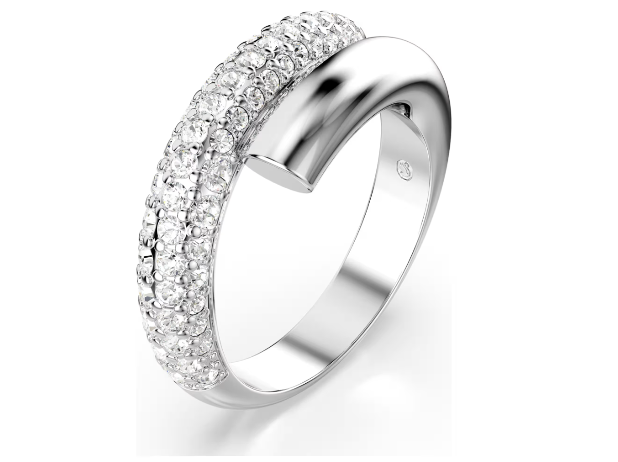 Dextera ring White, Rhodium plated, size 58