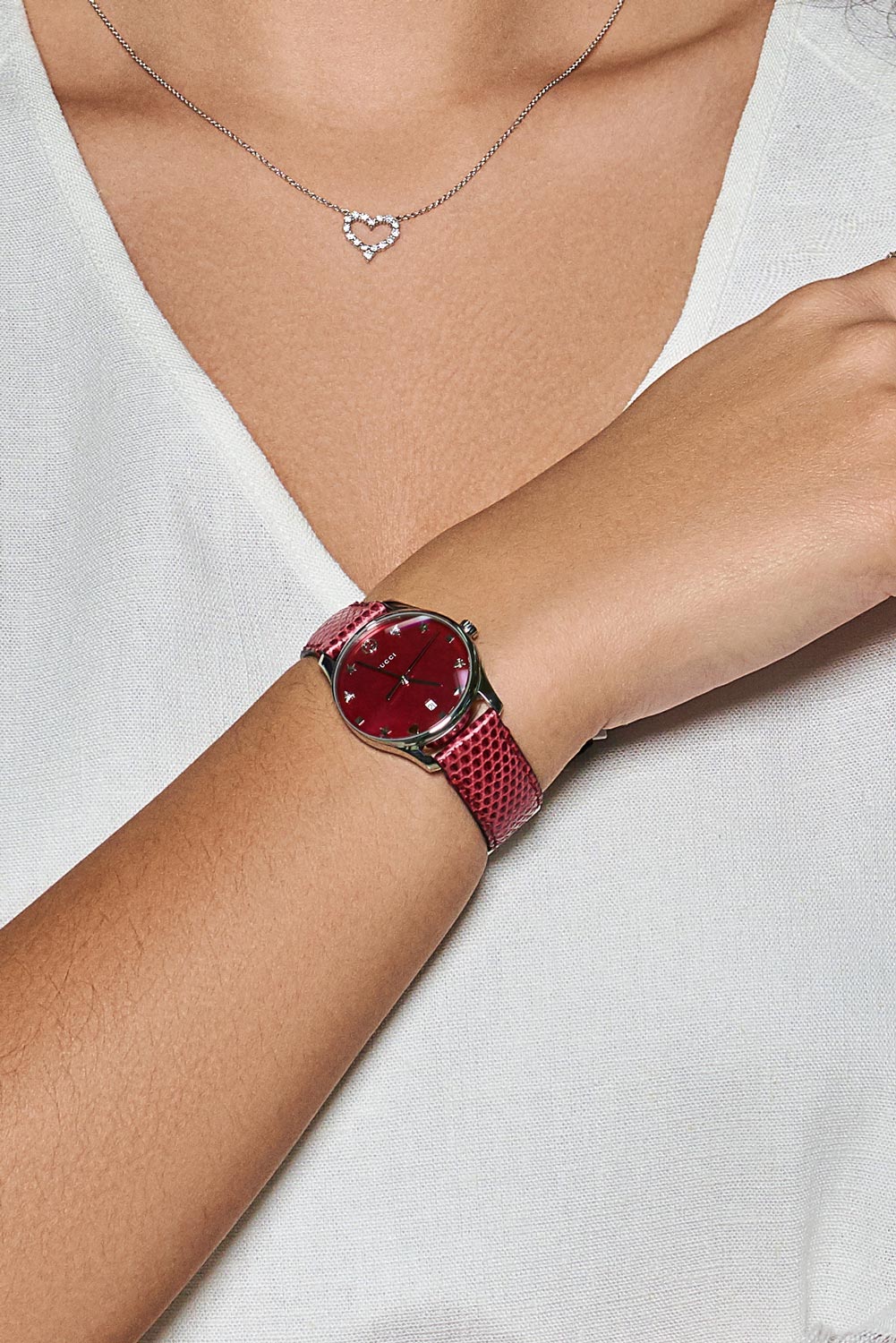 Gucci G-Timeless Rød/Lær Ø29 mm