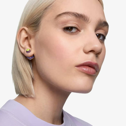 swarovski ORBITA EARRINGS OCTOGONAL CUT MULTICOLOR GOLD TONE 5641406