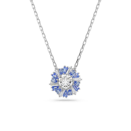 swarovski Idyllia pendant Flower, Blue, Rhodium plated 5680013