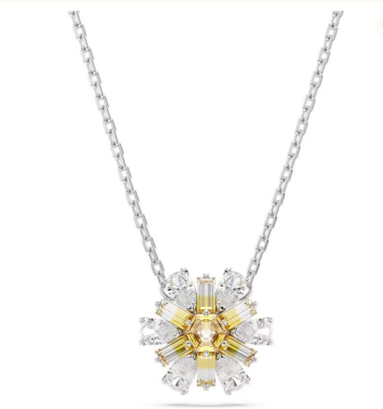 swarovski Idyllia pendant Flower, Yellow, Rhodium plated 5679939