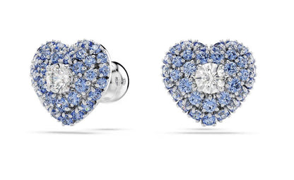 swarovski Hyperbola stud earrings Heart, Blue, Rhodium plated 5683576