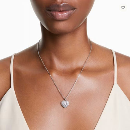 swarovski Hyperbola pendant Heart, White, Rhodium plated 5684386
