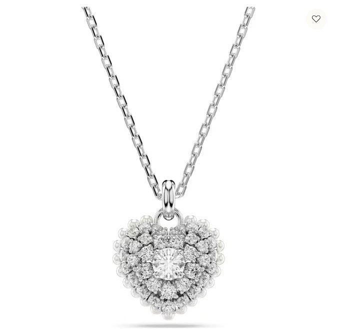swarovski Hyperbola pendant Heart, White, Rhodium plated 5684386