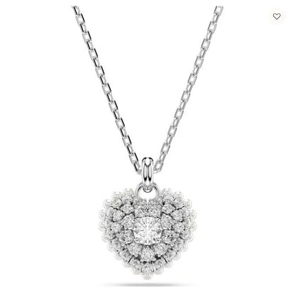 swarovski Hyperbola pendant Heart, White, Rhodium plated 5684386