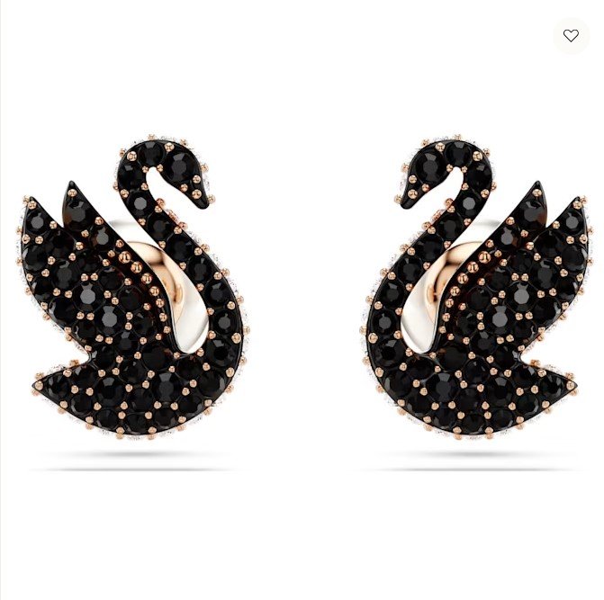 swarovski Swan stud earrings Swan, Black, Rose gold-tone plated 5684608