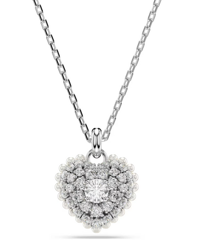 Swarovski Idyllia pendant Heart, White, Rhodium plated