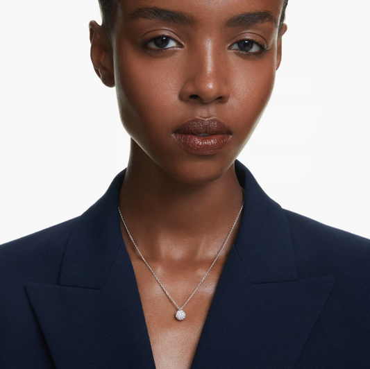 swarovski Dextera pendant Round cut, Sphere, White, Rhodium plated