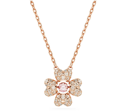 swarovski Idyllia pendant Clover, White, Rose gold-tone plated