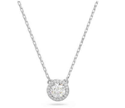 swarovski Una Angelic pendant Round cut, pav White, Rhodium plated