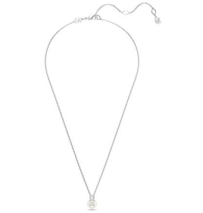 swarovski Matrix pendant Crystal pearl, Round cut, White, Rhodium plated