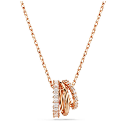 swarovski Hyperbola pendant Mixed cuts, White, Rose gold-tone plated