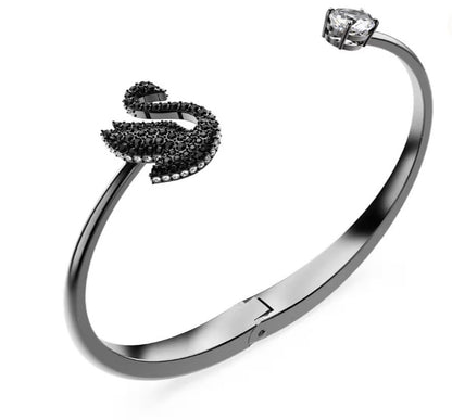 Swan bangle Swan, Black, Ruthenium plated 5688746