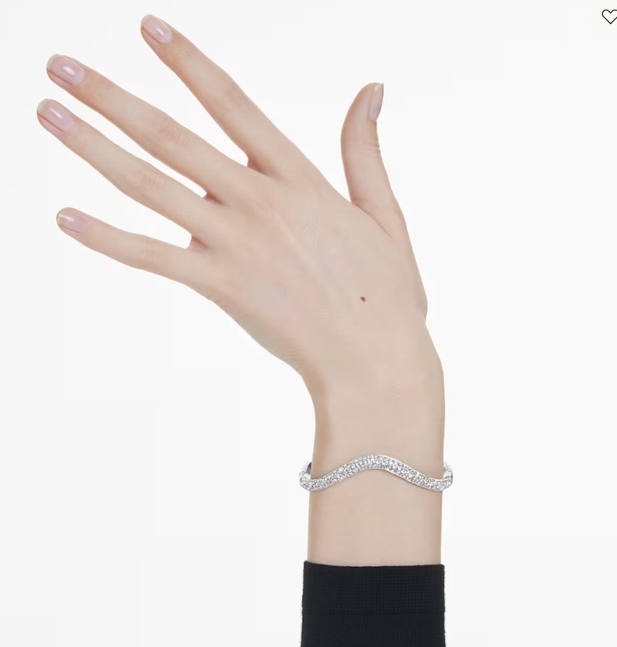 Sublima bangle Round cut, White, Rhodium plated