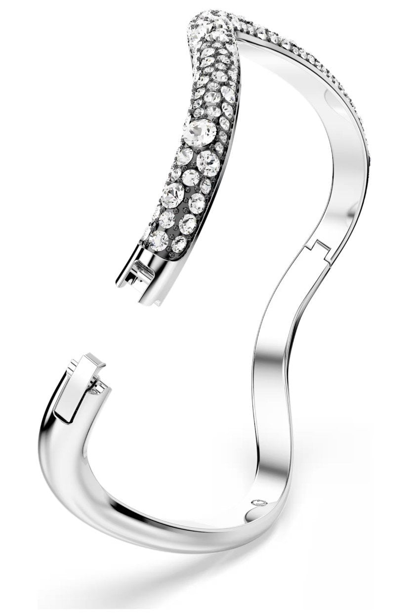 Sublima bangle Round cut, White, Rhodium plated