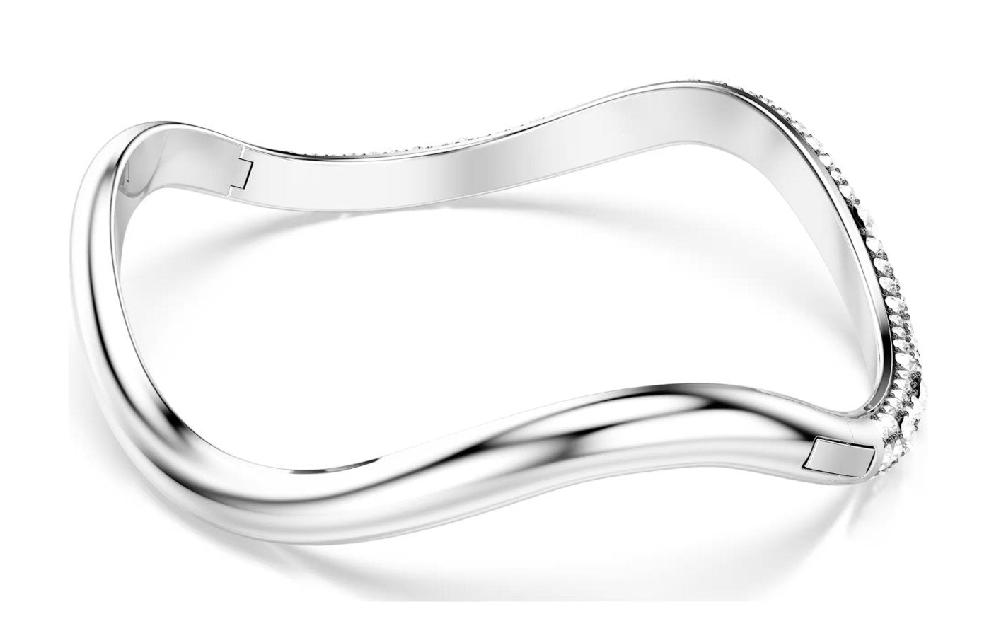Sublima bangle Round cut, White, Rhodium plated
