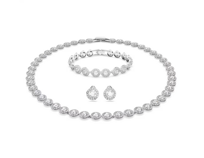swarovski Una Angelic set Round cut, White, Rhodium plated