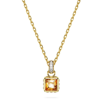 swarovski Chroma pendant Square cut, Yellow, Gold-tone plated