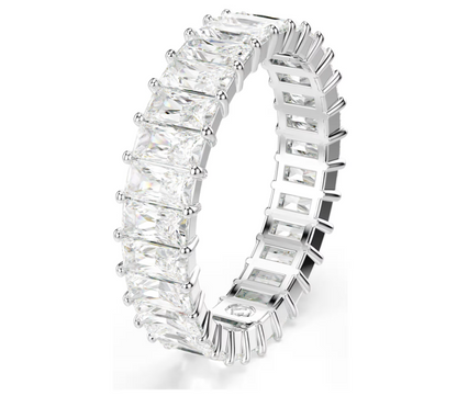 swarovski Matrix ring Baguette cut, White, Rhodium plated, size 55