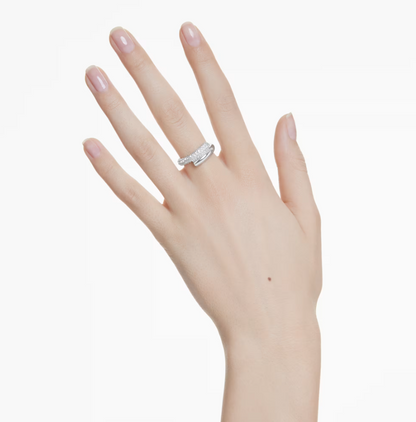 Dextera ring White, Rhodium plated, size 58