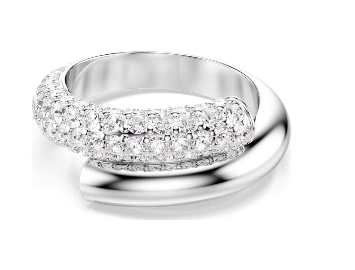 Dextera ring White, Rhodium plated, size 58