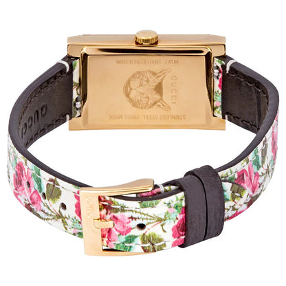 Gucci g-frame ivory with floral motif dial ladies watch
